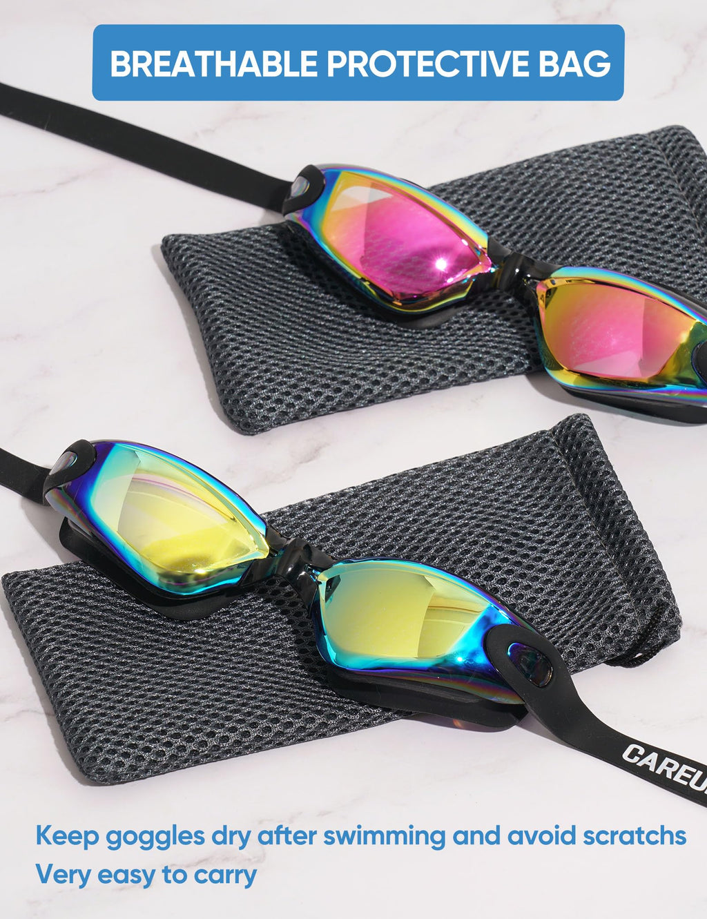 Careula Kids Swim Goggles, 2 Pack Swimming Goggles for Kids Anti-Fog UV Protection Goggles Child Boys Girls 3-8