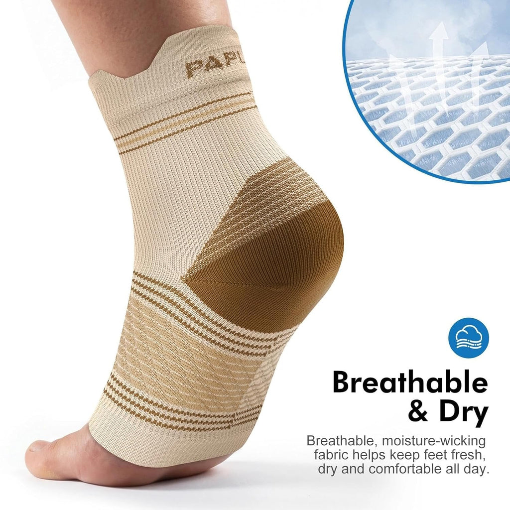 Skiennix Plantar Fasciitis Socks - Compression Ankle Brace with Arch Support for Pain Relief | Nude, XX-Large
