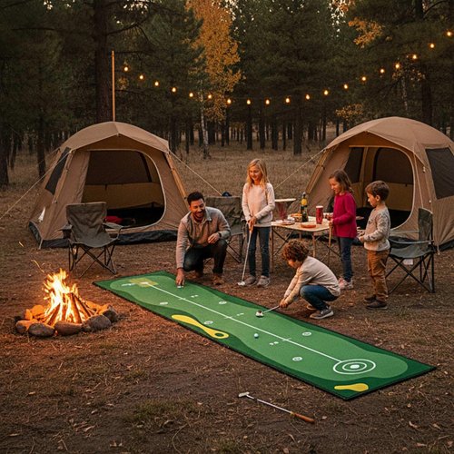 Eoho 10ft Putting Green Indoor, Golf Putting Mat with Putting Mirror, Storage Bag, Putting Cup, Putting Ring, Roller Brush, Golf Mats Practice Outdoor & Indoor Use, Golf Gifts for Men Golfers