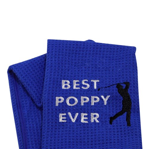 LEVLO Dad Golf Towel Embroidered Golf Towel Gift Golf Father Gift Best Papa/Pops/Grampy/Papaw/Dad/Poppy Ever Golf Towel with Clip (Poppy)