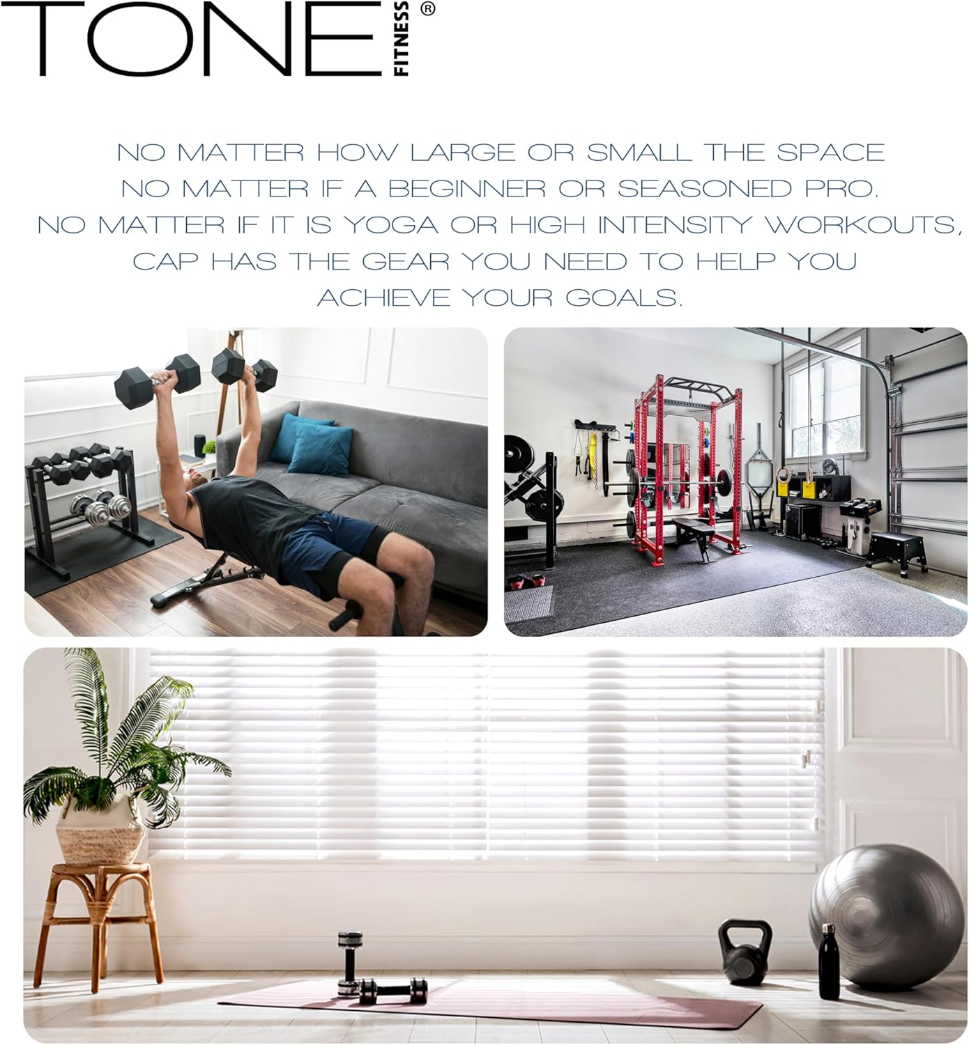Tone Fitness Yoga Mat - 1-Inch Thick, High-Density Non-Slip Design with Carrying Strap | Ideal for Yoga, Pilates & Home Workouts