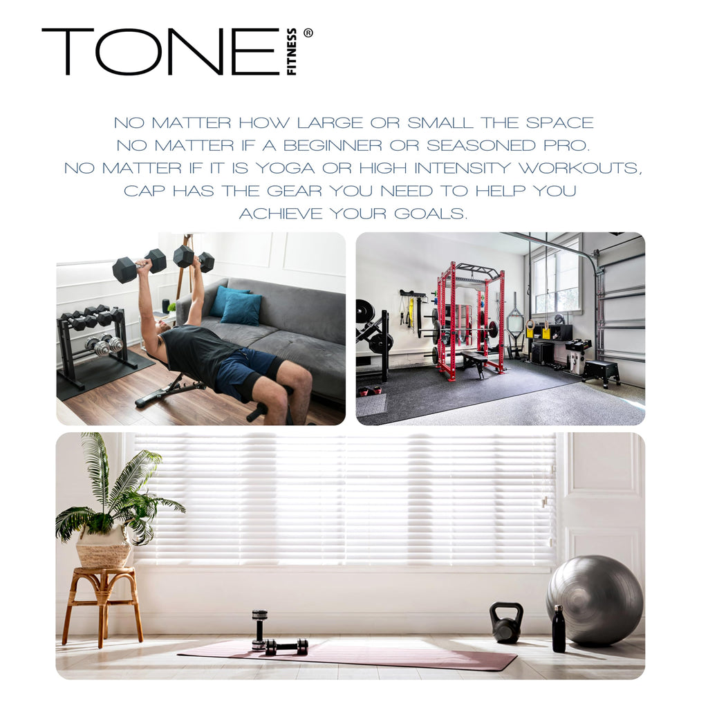 Tone Fitness Premium Extra Thick 1-Inch High Density Exercise Mat with Carry Strap – Non-Slip Workout, Pilates, and Yoga Mat for Home Gym - Color Mocha - Mesh Pattern