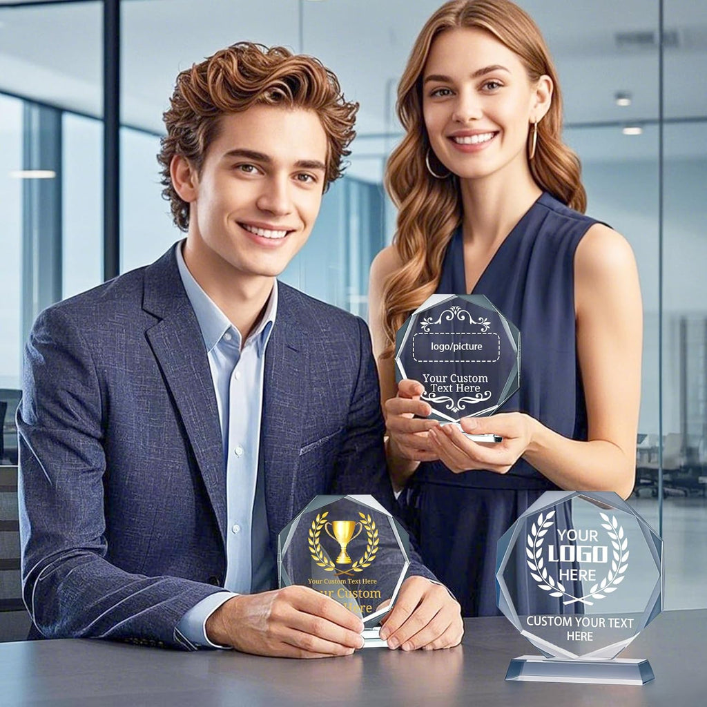 Personalized Crystal Trophy Award | Engraved Plaques for Employee Appreciation & Retirement Gifts
