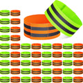 Yilloog 100 Pcs Reflective Arm Bands for Night Walking Reflector Bands Wrist Arm Ankle Leg High Visibility Reflective Gear Safety Reflector Tape Straps for Cycling and Running(Green, Orange)
