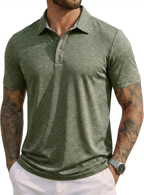 MAGCOMSEN Men's Polo Golf Shirt - Moisture-Wicking 3-Button Athletic T-Shirt | Casual Collared Style