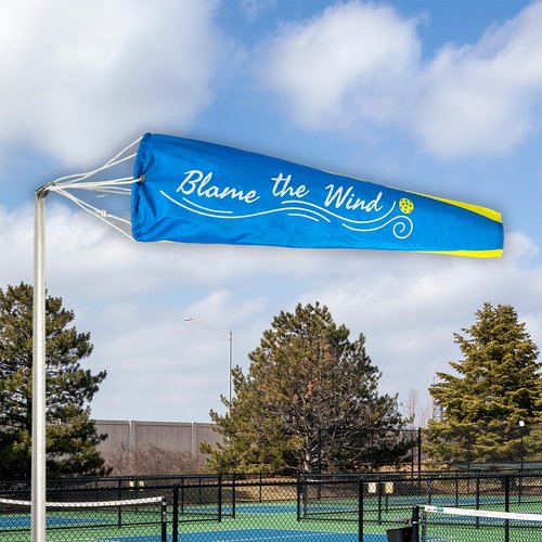Pickleball Windsock Flag 10"x36" | Blame the Wind Design | Easy Install with Carabiner | Lightweight 4 oz Polyester | Quad-Stitched Durable Fabric | Shows True Wind Direction & Speed