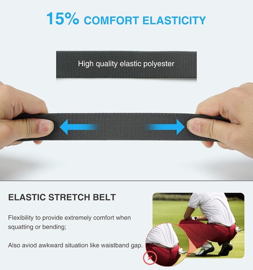 CHAOREN Men's Stretchable Golf Belt - Adjustable Elastic Nylon Webbing for Casual Wear