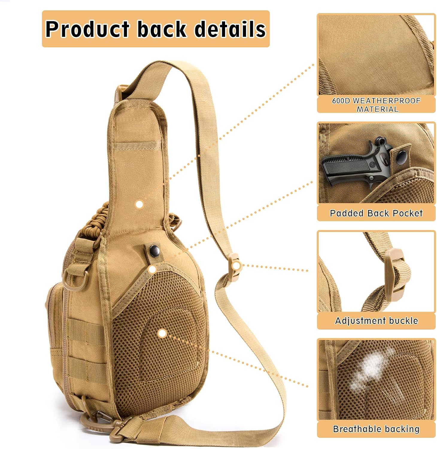 Skiennix Tactical Sling Backpack - Military Rover Crossbody Bag for Travel & Outdoor Adventures (Khaki)