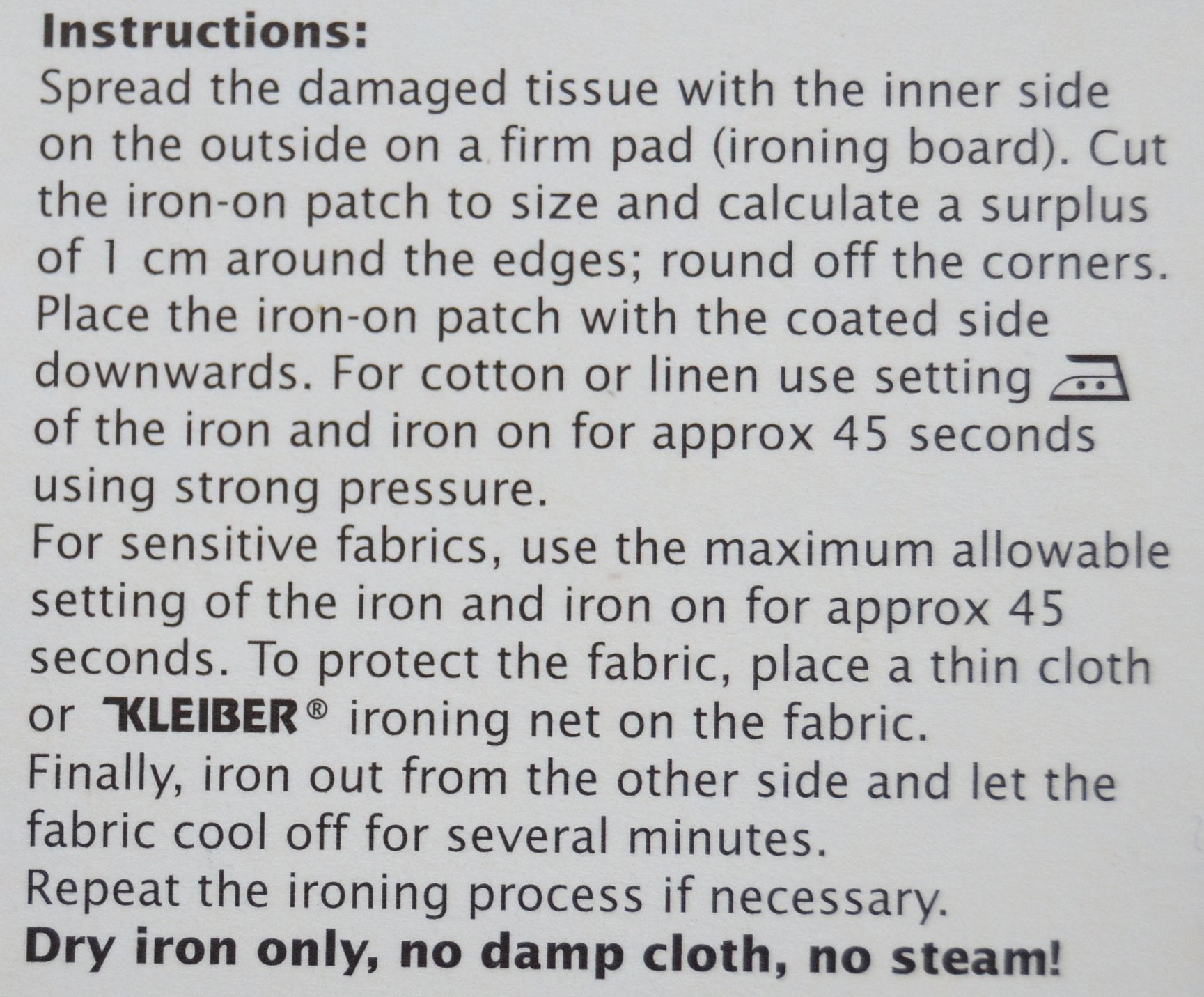 Kleiber Iron On Elasticated Clothing Repair Tape, 40cm x 6cm, Black