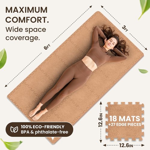 Bemaxx Gym Mats Set - 18 Pcs EVA Interlocking Foam Tiles | 18 Sq Ft Protective Flooring for Home Workouts