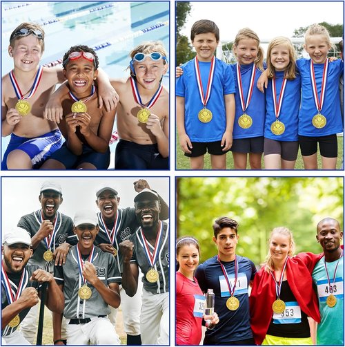 GOLDGE Gold Medals - 36Pcs Champion Awards with Neck Ribbons | 2'' Winner Trophies for Sports Teams