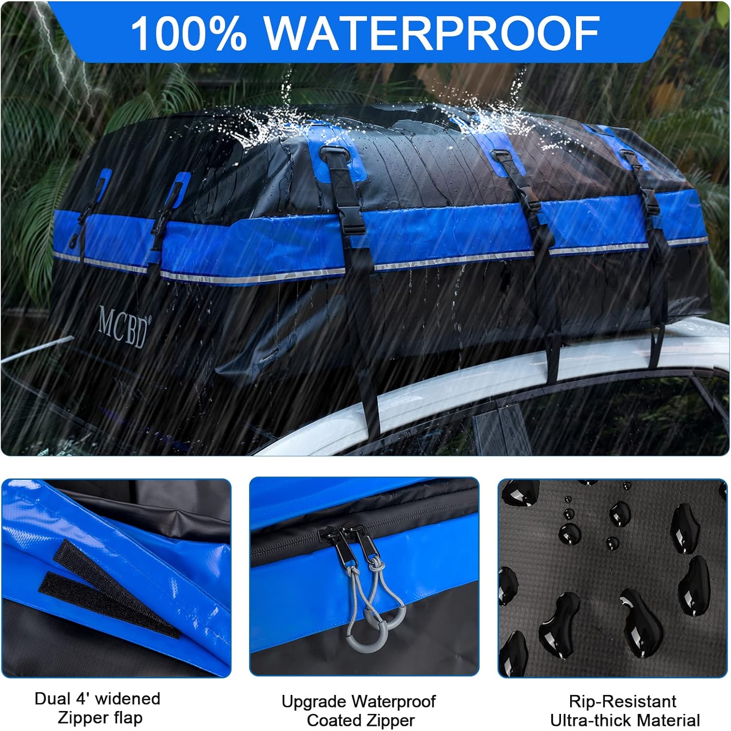 Skiennix Rooftop Cargo Carrier - 21 Cubic Feet Soft-Shell Waterproof Luggage Bag for SUVs | Includes 10 Straps & Anti-Slip Mat
