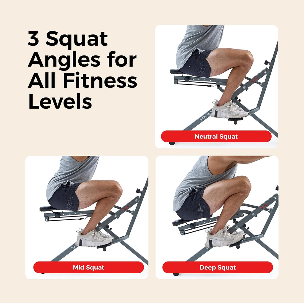 Sunny Health & Fitness Smart Row-N-Ride | Foldable Glute & Leg Trainer with SunnyFit App Connection