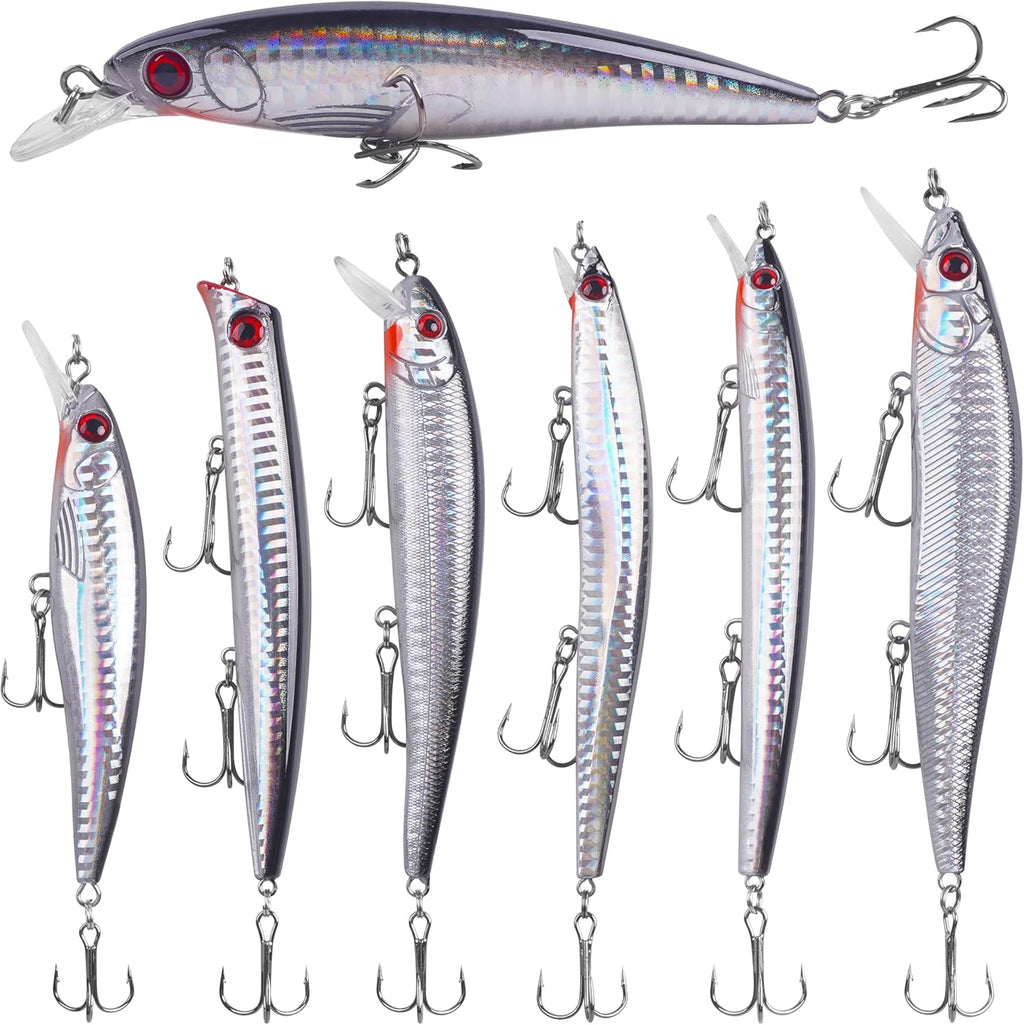 Skiennix Saltwater Fishing Lures Kit - 6pcs Deep Diving Jerkbait & Crankbait Plugs for Ocean Fishing