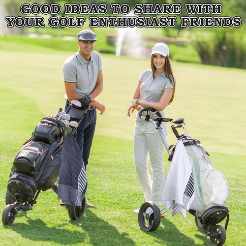 Vabean 2 Pcs 22 x 44 Large Golf Towel Caddie Style Center Cut Caddy Hanging Fast Drying Golf Club Cotton and Polyester Blend Camping Towels(Black-White, Dark Gray-White)