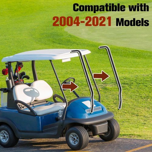 Gemscream Golf Vehicle Cart Front Roof Supports Rack Compatible with 2004-2021 Models, Coated Steel Golf Front Supports