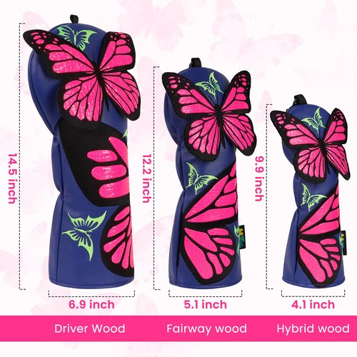 mytag Butterfly Patch Golf Club Covers, Golf Head Covers for Woods and Driver 3D Craft Blue Headcover (Fairway Cover)