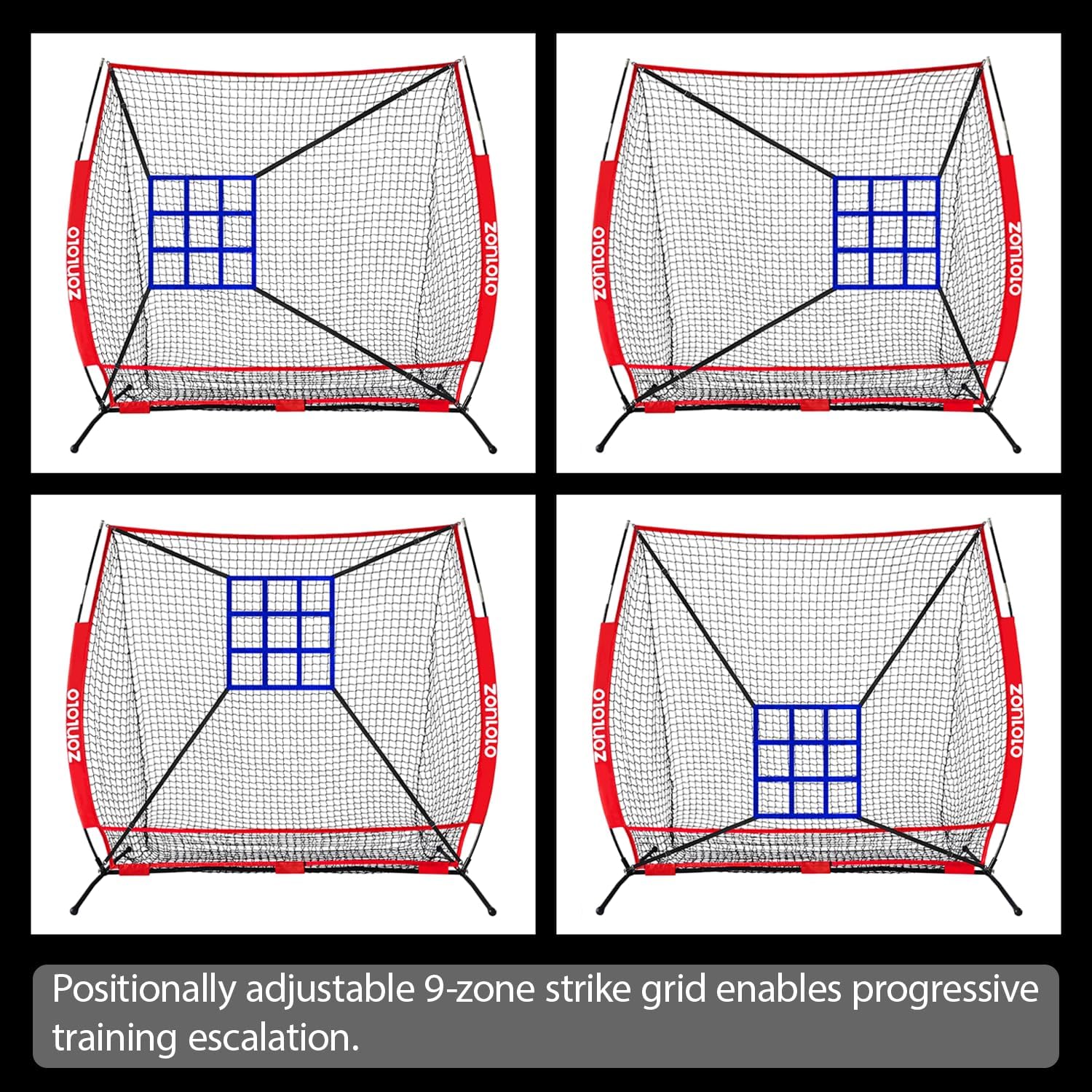Skiennix 6x6ft Portable Baseball & Softball Net - Sturdy Bow Frame with Batting Tee & Ball Caddy