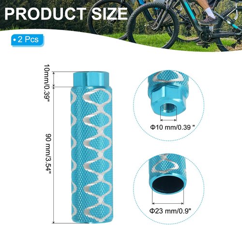 PATIKIL Aluminum Alloy O-Shape Bike Pegs Fit 3/8 inch Axles, 2 Pack Anti-Skid Lead Foot Bicycle Pegs Back Seat Stands for BMX Mountain Bike Cycling Rear Stunt Pegs, Sky Blue