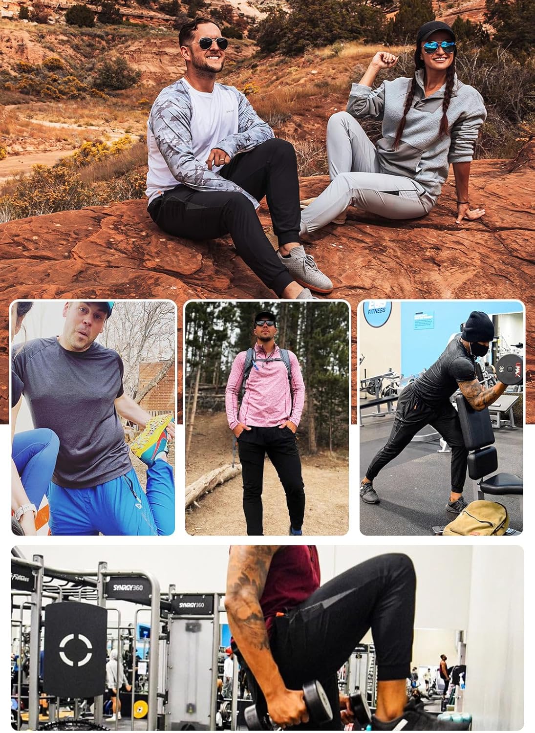 Baleaf Men's Joggers - Lightweight Quick-Dry Athletic Pants with Zipper Pockets | Tapered Fit