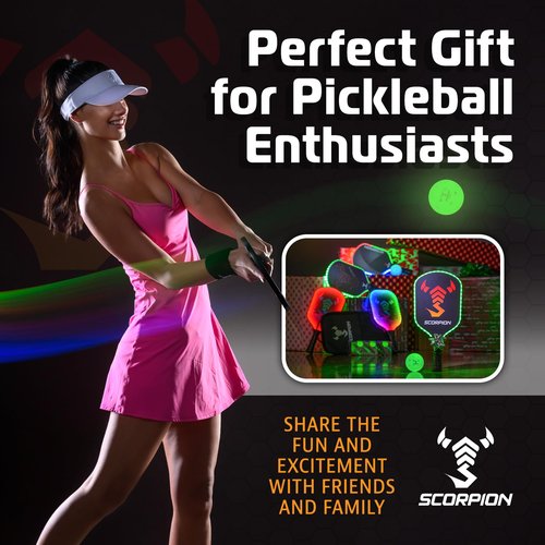 SCORPION 3 Pack Glow in the Dark Pickleball Balls, Clear Glow - True Flight Outdoor Pickleballs - Bright Sports Balls for Pickleball at Night - Consistent Bounce, 40 Holes for Precision, 26 Grams