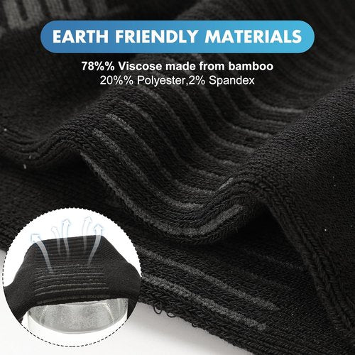 BAMBOO COOL Men's Athletic Ankle Socks - Cushioned, Moisture-Wicking, Arch Support | 6 Pack