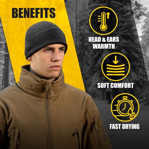 M-Tac Tactical Beanie - Fleece Winter Hat with Patch Panel for Ultimate Warmth
