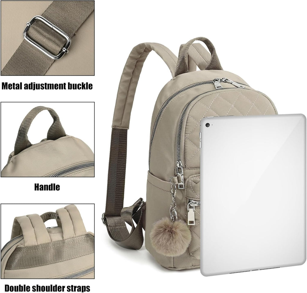 TANTOMI Mini Backpack Purse - Lightweight Travel Bag for Women with Pom Detail | Stylish & Compact