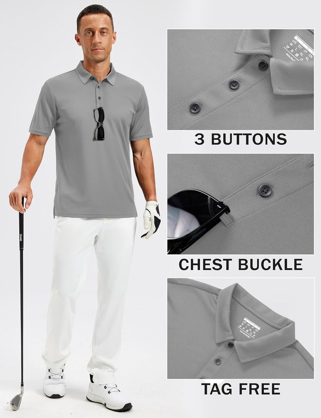 TACVASEN Men's Polo Shirt - Short Sleeve Dry Fit Golf & Tennis Performance Top | Casual Athletic Wear
