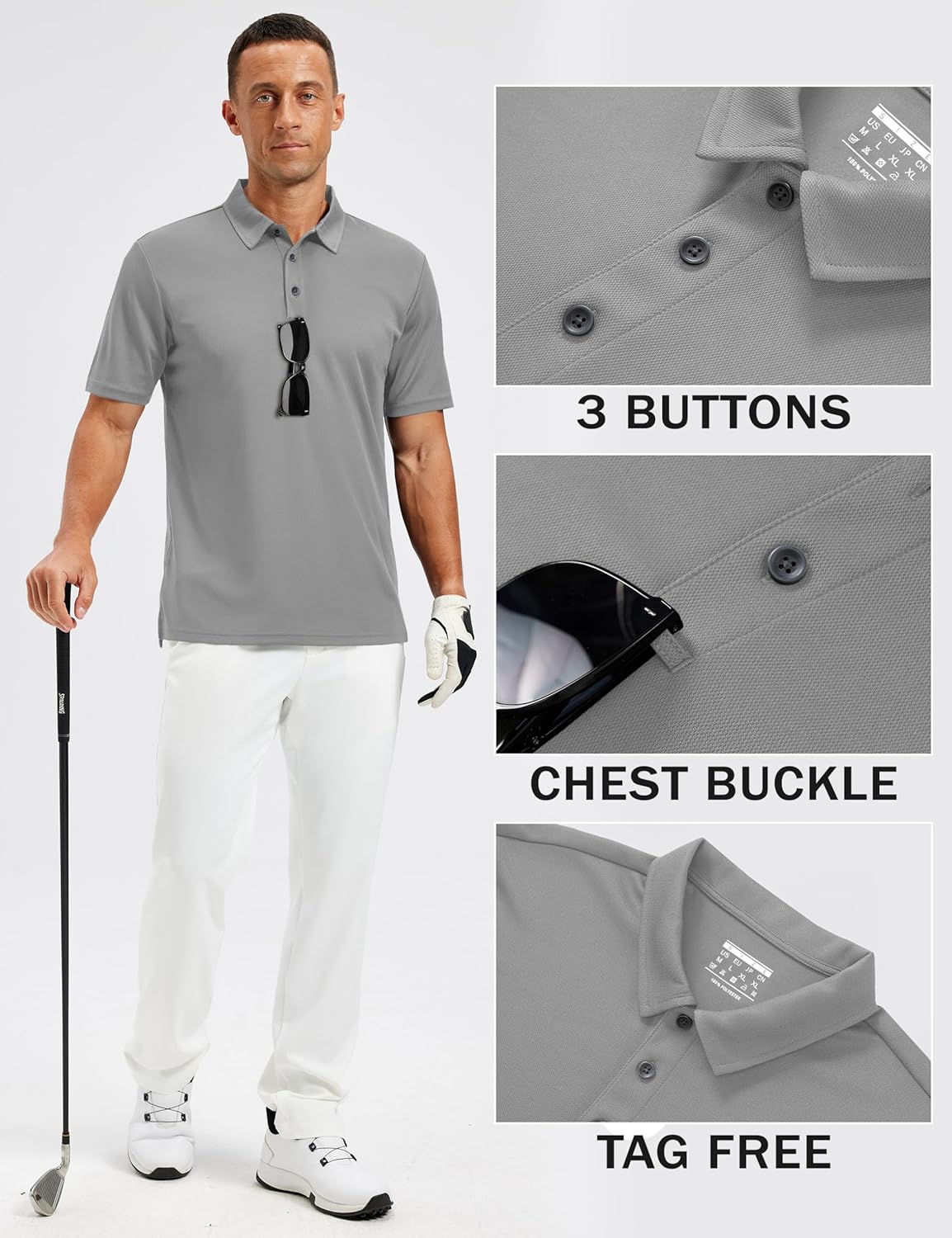 TACVASEN Men's Polo Shirt - Short Sleeve Dry Fit Golf & Tennis Performance Top | Casual Athletic Wear