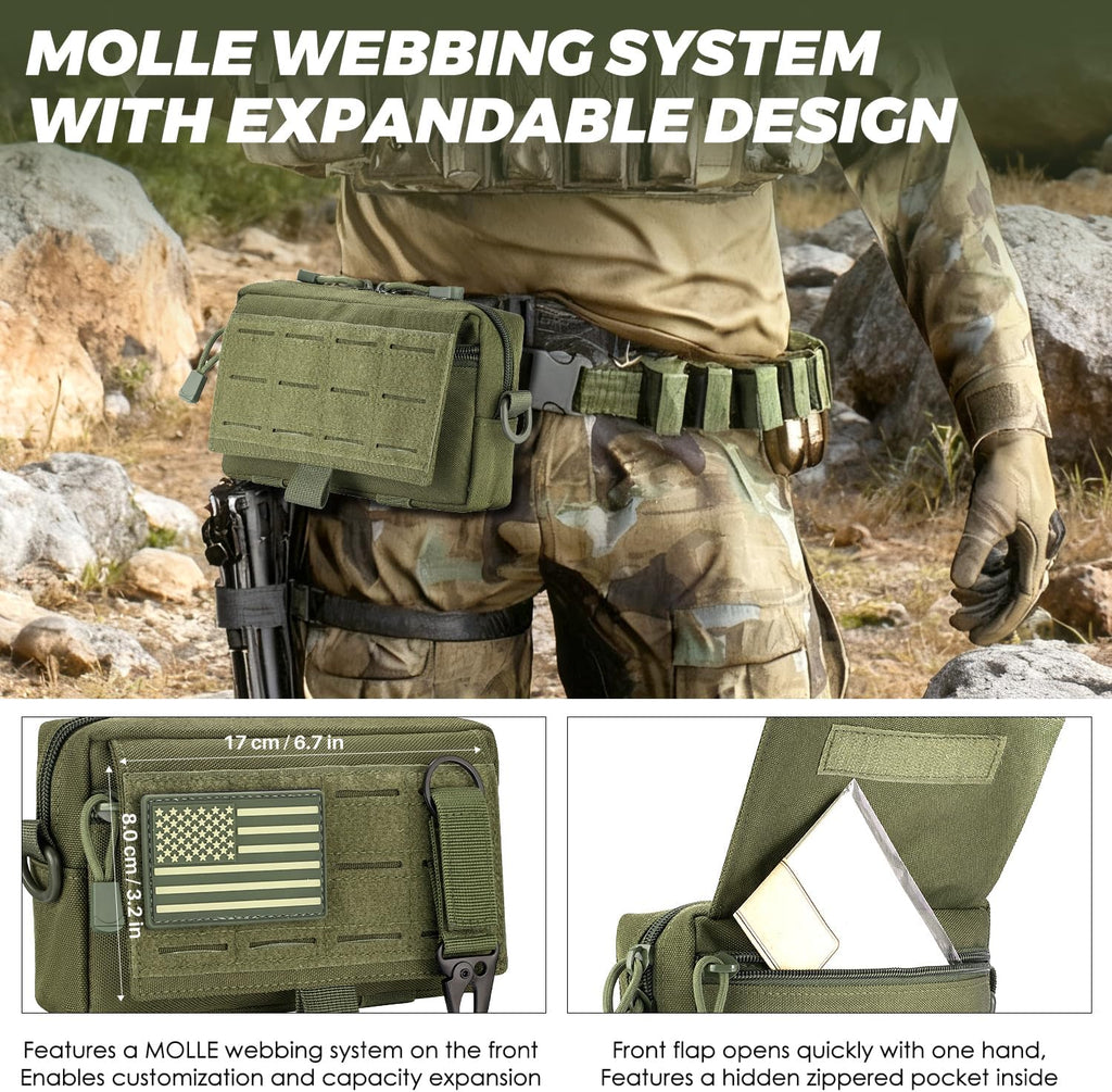 Skiennix Tactical Molle Admin Pouch - EDC Organizer with Quick-Access Zipper | MOLLE-Compatible Utility Bag for Outdoor Use