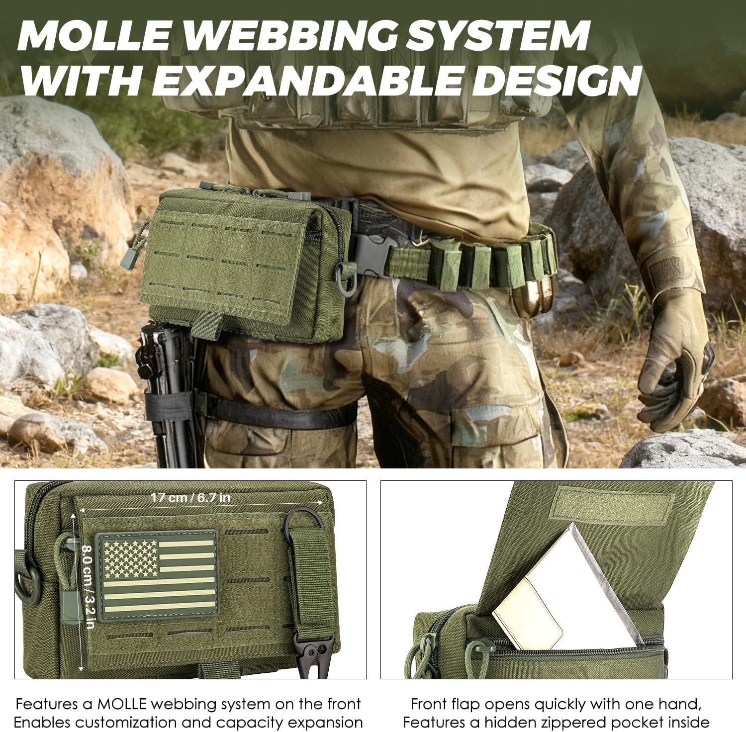 Skiennix Tactical Molle Admin Pouch - EDC Organizer with Quick-Access Zipper | MOLLE-Compatible Utility Bag for Outdoor Use