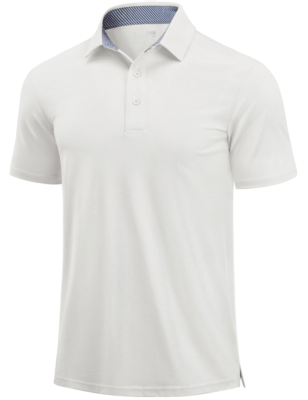 Cotrasen Men's Polo Shirts Short Sleeve Cotton Pique 3 Buttons Classic Fit Casual T-Shirt Breathable Moisture Wicking Performance Golf Soft Stretch Shirts White XL