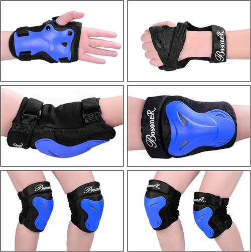 BOSONER Knee and Elbow Pad Set - Protective Gear for Roller Skating, Cycling & BMX | Adult/Child Sizes