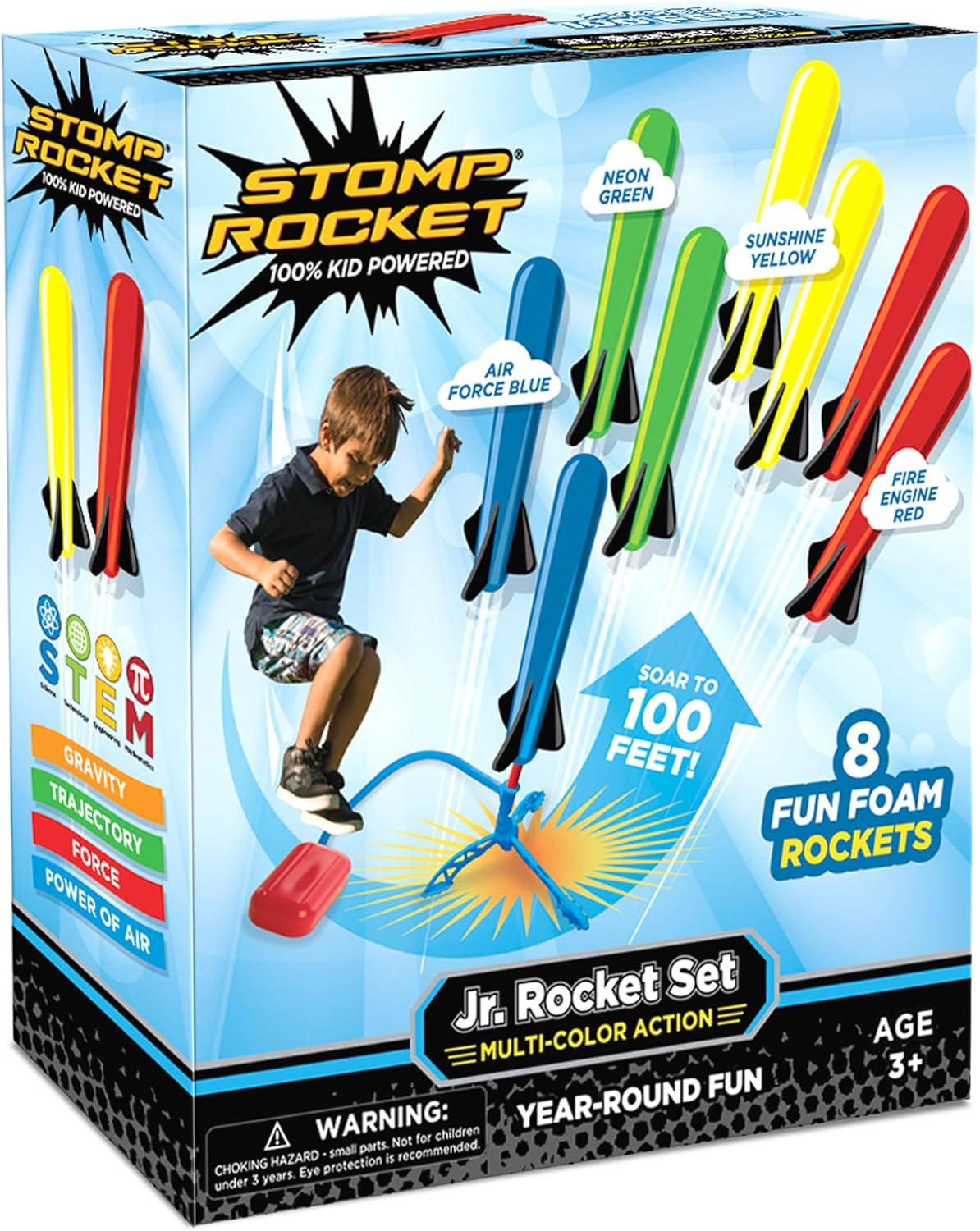 Stomp Rocket Jr. Multi-Color Rocket Launcher - Fun STEM Outdoor Toy for Kids | Soars Up to 100 Feet, Ages 3+