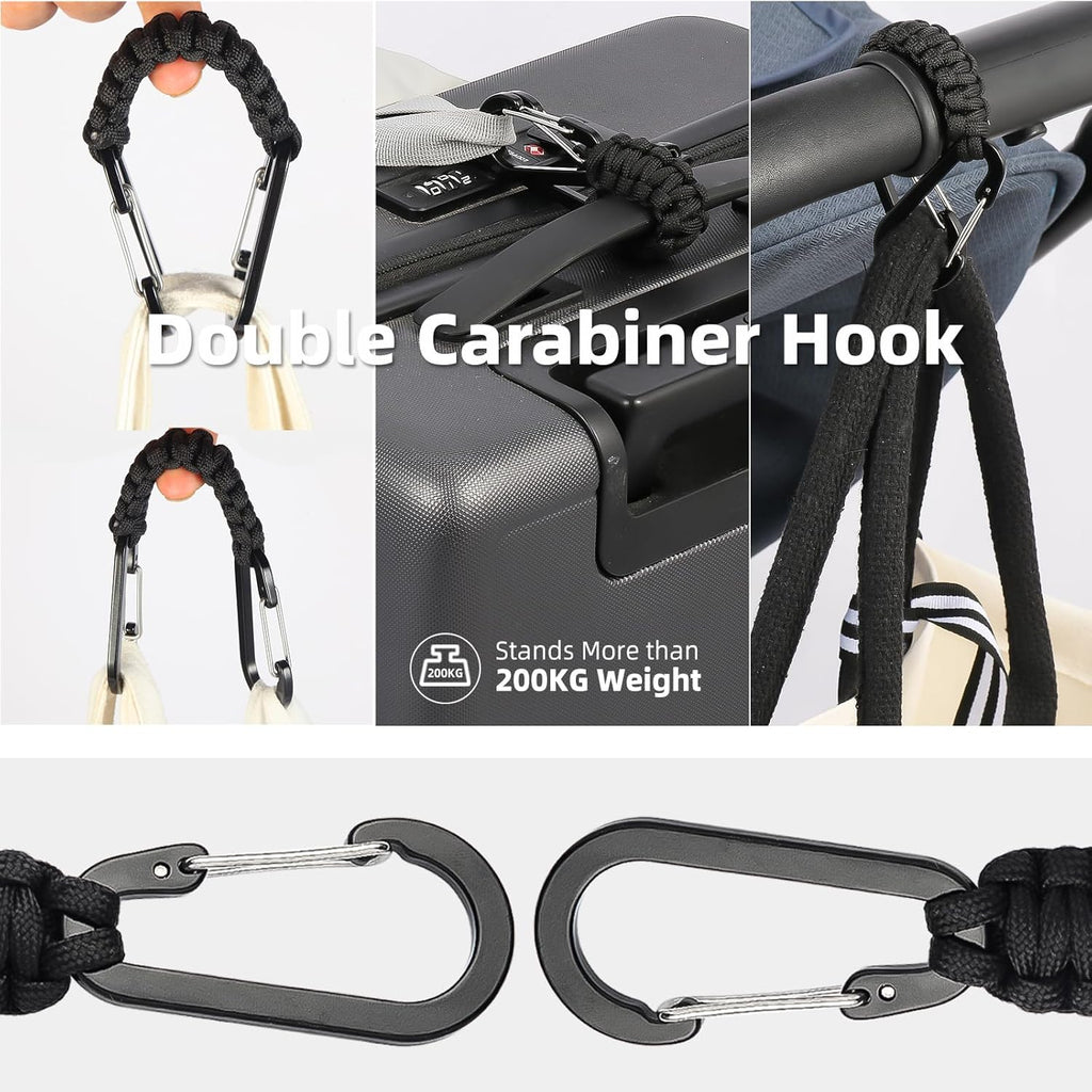 Paracord Keychain Carabiner Set - Multi-Function EDC Gear with Tactical Clips & D-Ring Hook for Outdoor Adventures