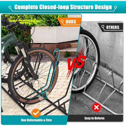 Floor Bike Stand, Bike Rack Safeguard Disc Brakes & Derailleurs, Waterproof Bike Holder Road/Kids/MTB Bicycles, Fits 12"-29" Tires, Upgraded 0.63" Steel Tubes, Indoor Outdoor Garage (for 5 Bikes)