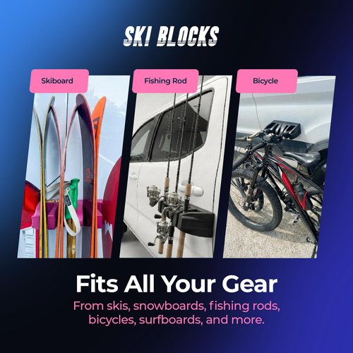 Magnetic Ski & Gear Mount – Portable Holder for Skis, Snowboards, Fishing Rods & Bikes | Vehicle, Garage & Cargo Organizer | Made in USA | Magenta