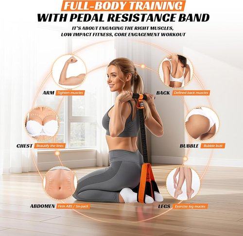 KUTIZE Multifunction Resistance Band - Upgraded Exercise Equipment with Soft Foot Pedal for Full-Body Workouts