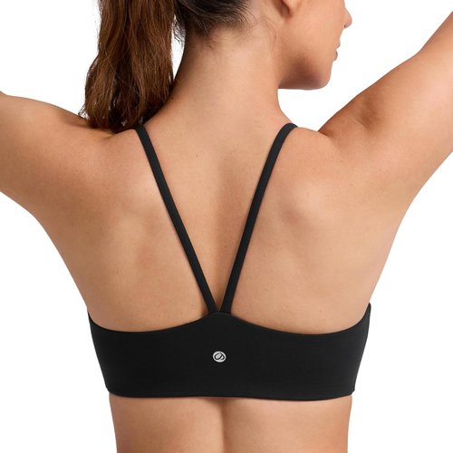 CRZ YOGA Sports Bra - Butterlift Double Lined V Back, Wireless Scoop Neck, Non-Padded, Comfortable Fit