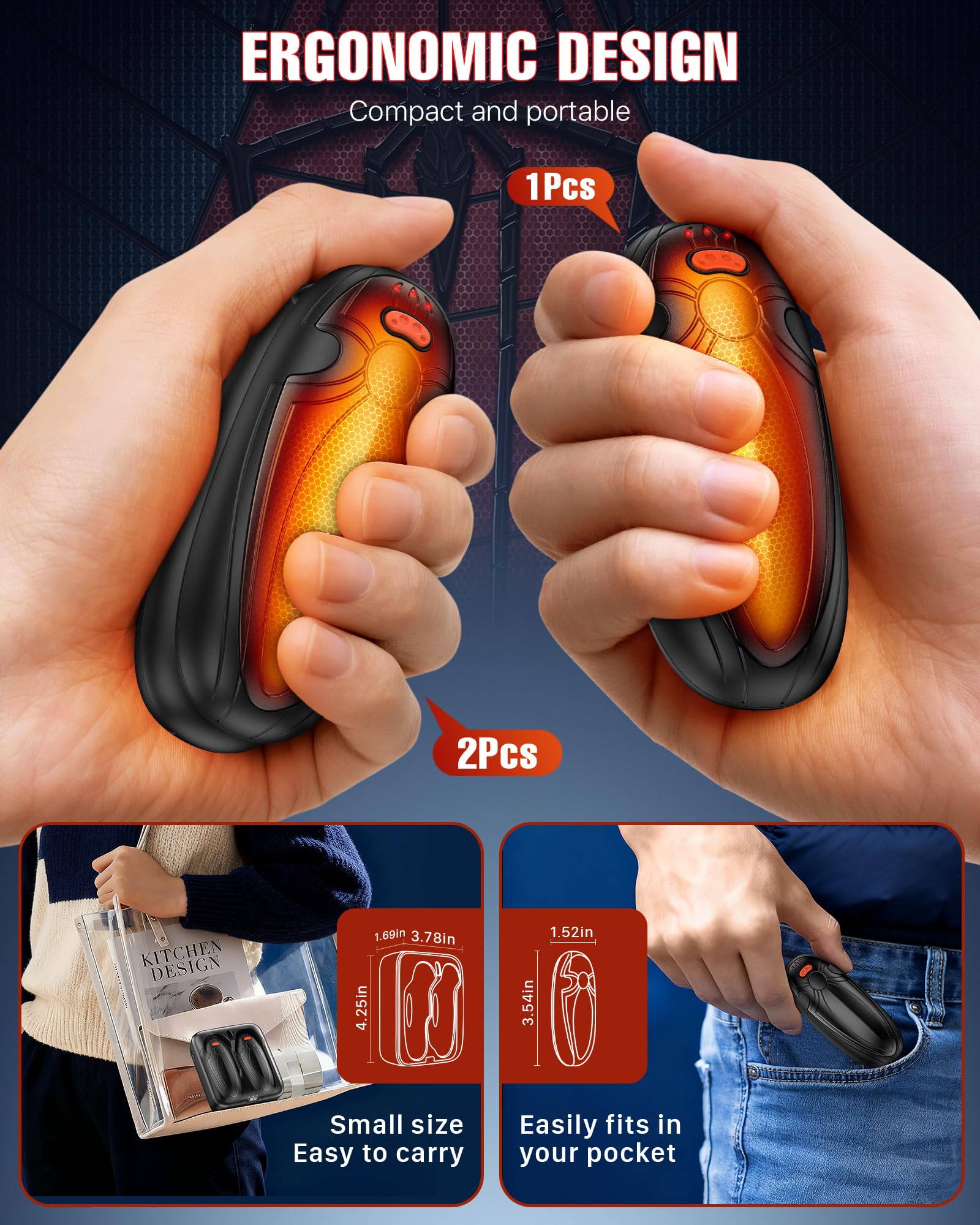 Tenvolti Hand Warmers Rechargerable 2 Pack - 14000mAh Electric AI Handwarmers with Charging Case, Magnetic 2 in 1 Pocket Heater, Gifts for Women/Men/Golf/Hunting/Travel/Camping Accessories