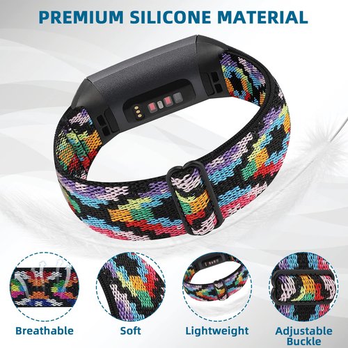 Aroloxta Elastic Nylon Fabric Charge 6 Bands Compatible with Charge 5 Watch Band for Women, Soft Stretchy Adjustable Stretch Sport Replacement Wristbands for Charge 5/6 Strap Men Women