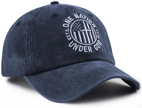 Christian Gifts for Women Men, One Nation Under God Baseball Cap, American Flag Hat, Christmas Veterans Day Birthday Gifts for Dad Mom Grandpa Wife Navy