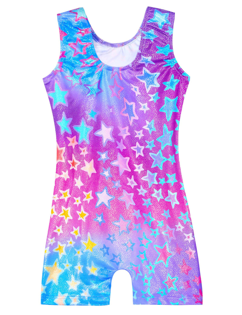 Domusgo Girls Gymnastics Leotards Size 5-6 Years Old Sparkle Pink Blue Technology Biketard with Shorts