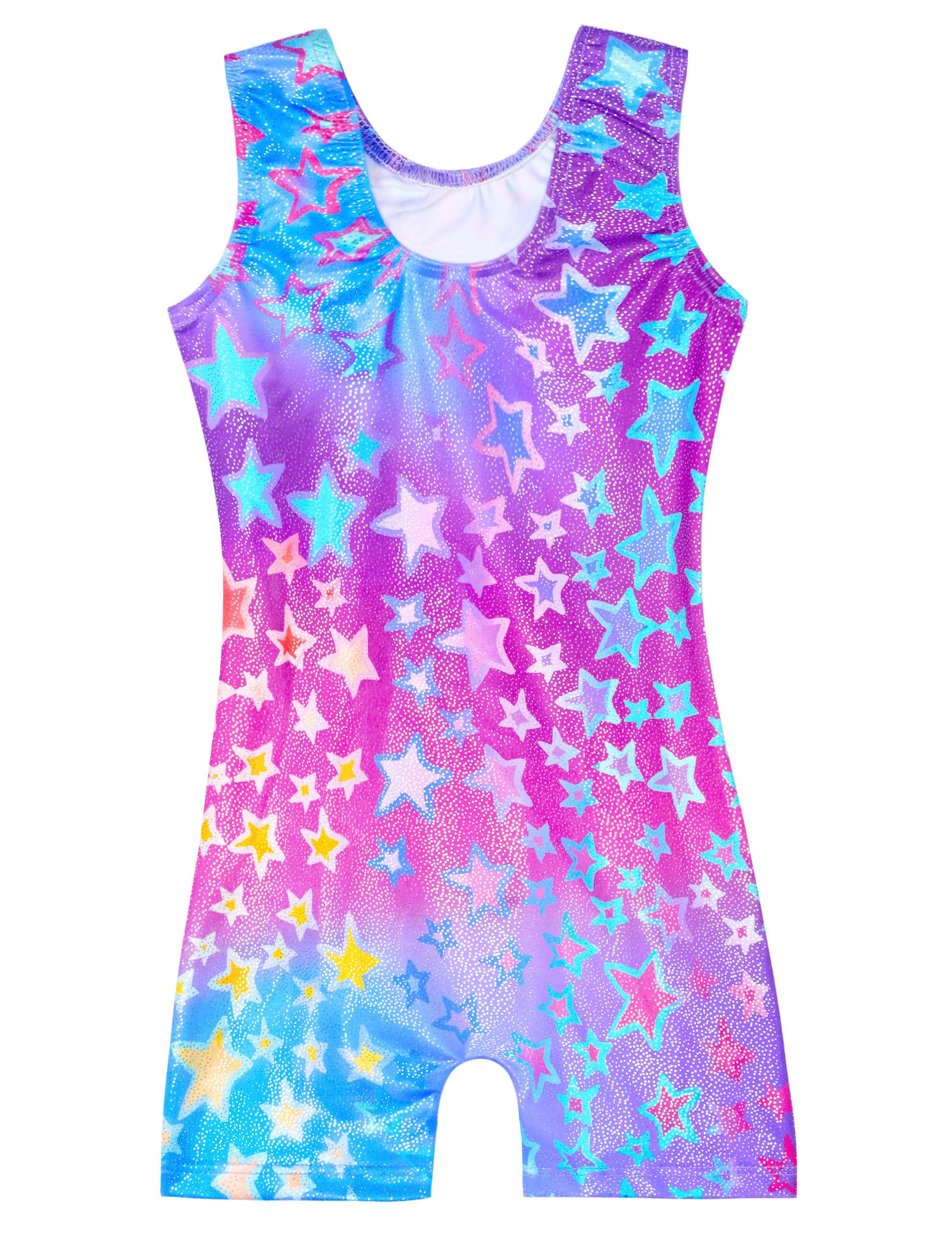 Domusgo Girls Gymnastics Leotards Size 5-6 Years Old Sparkle Pink Blue Technology Biketard with Shorts