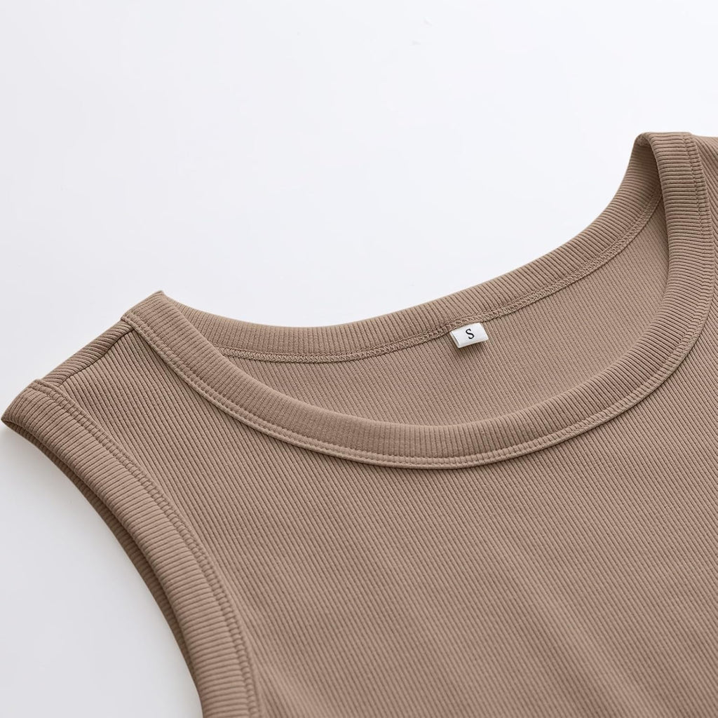 ANRABESS Women's Sleeveless High Neck Tank Top - Slim Fit Ribbed Design for Summer Casual Style
