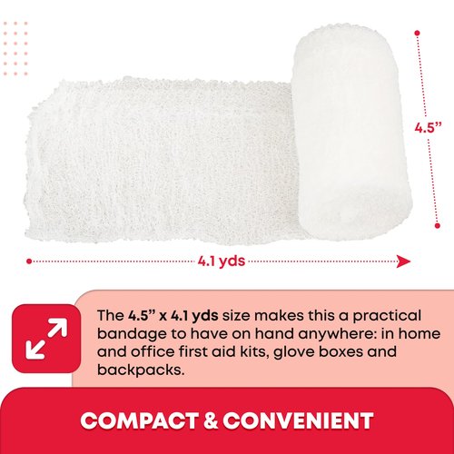 Ever Ready First Aid Sterile Krinkle Kerlix Type 4 1/2" x 4.1 Yds, Latex Free, 6 PLY, Gauze Bandage Roll - 24 Count