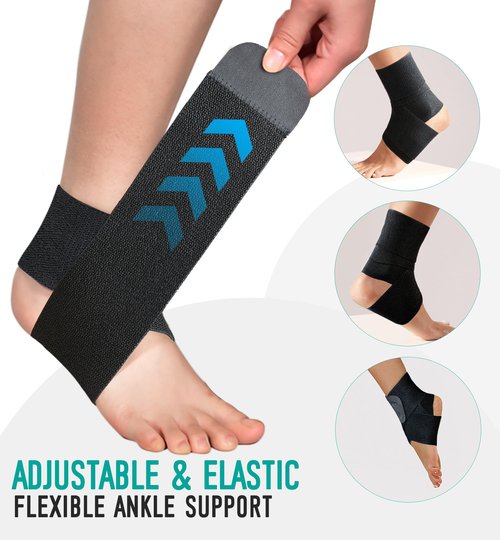 HiRui Ankle Support Brace for Men & Women, Adjustable Compression Strap for Sprains, Plantar Fasciitis, Achilles Tendonitis, Running, Workout, Sports – Fits Left & Right Foot (1, Black, Large)