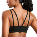 CRZ YOGA Softness Mold Butterluxe V Neck Sports Bras for Women - Workout Top Double Spaghetti Straps Wireless Yoga Clothes Black Medium