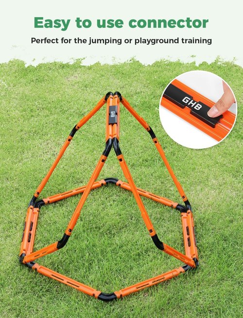 GHB Hex Agility Rings - Speed Training Hurdles with Carrying Bag | 6 Portable Hexagon Rings (Orange)